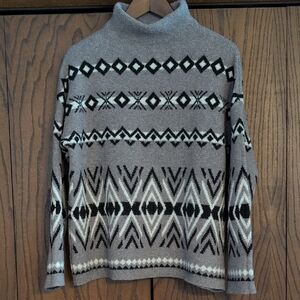 Christian Siriano Gray and Black Patterned Sweater